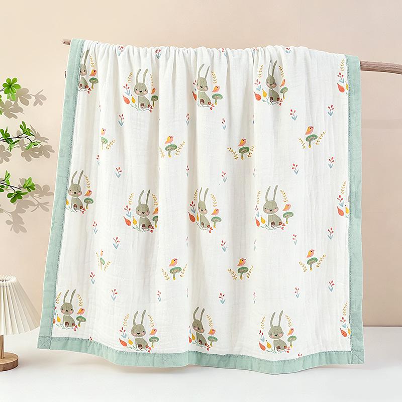 Grade A All-Cotton 6-Layer Baby Bath Towel - Soft, Absorbent, Printed Gauze for Newborns
