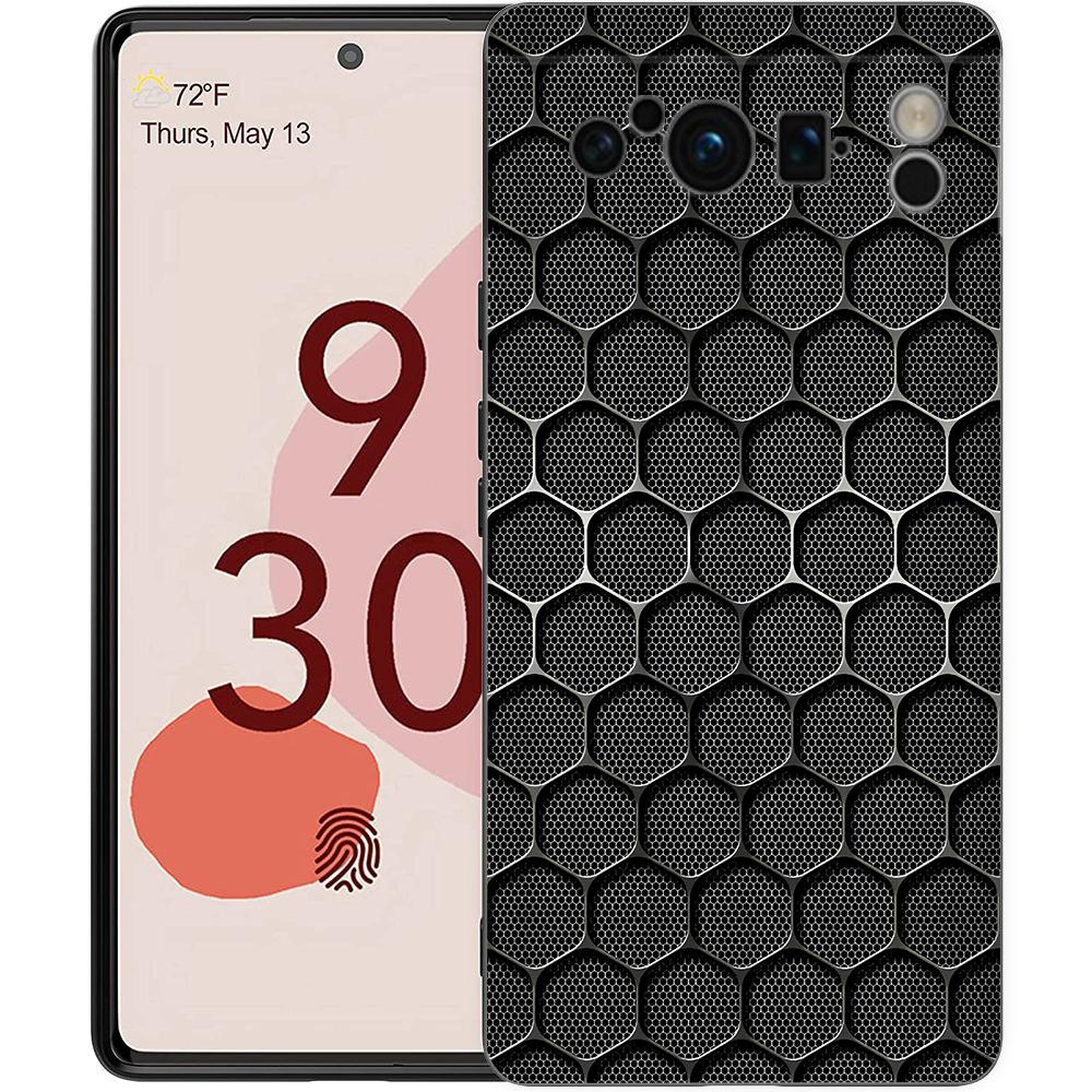 Luxury Phone Case For Google Pixel 10 9 8 9A 8A 7 7A 6 Pro XL 6A 5G Black Soft Back TPU Cover Honeycomb Pattern