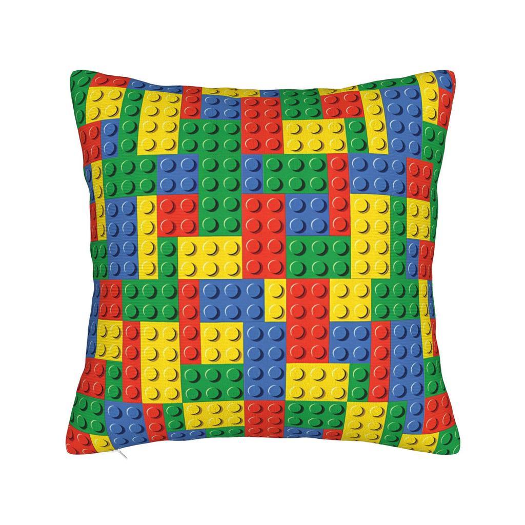 Classic Red Green Blue Yellow Building Blocks Bricks Pillow Case Comfy Pillow Cover Funny Pillowcases For Living Room Sofa