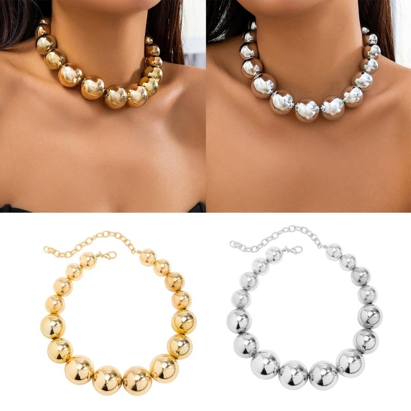 Big Beads Choker Necklace for Women Exaggerated Clavicle Chain Christmas Jewelry