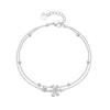 925 Sterling Silver Sweet Fashion Double Romantic Cherry Blossom Zircon Bracelet Birthday Anniversary Party Gift