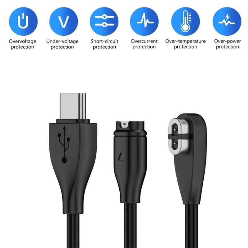 Type C Charger Cable for 2pin Earphones/for 4pin Sports Watches Magnetic Connection Fast Charging Cord