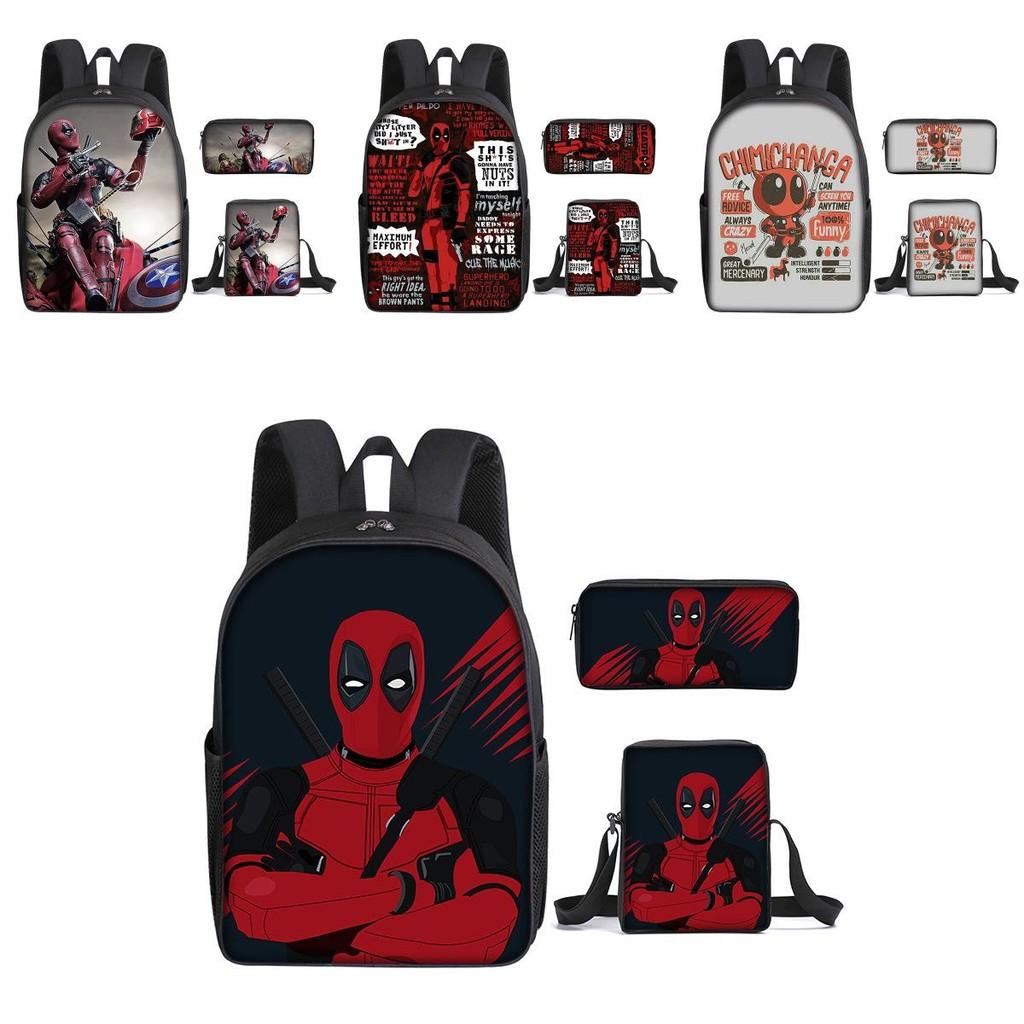 Großes Deadpool Rucksack-Set Für Schüler Mit Stilvollen Geometrischen Mustern Und Wasserdichtem Design