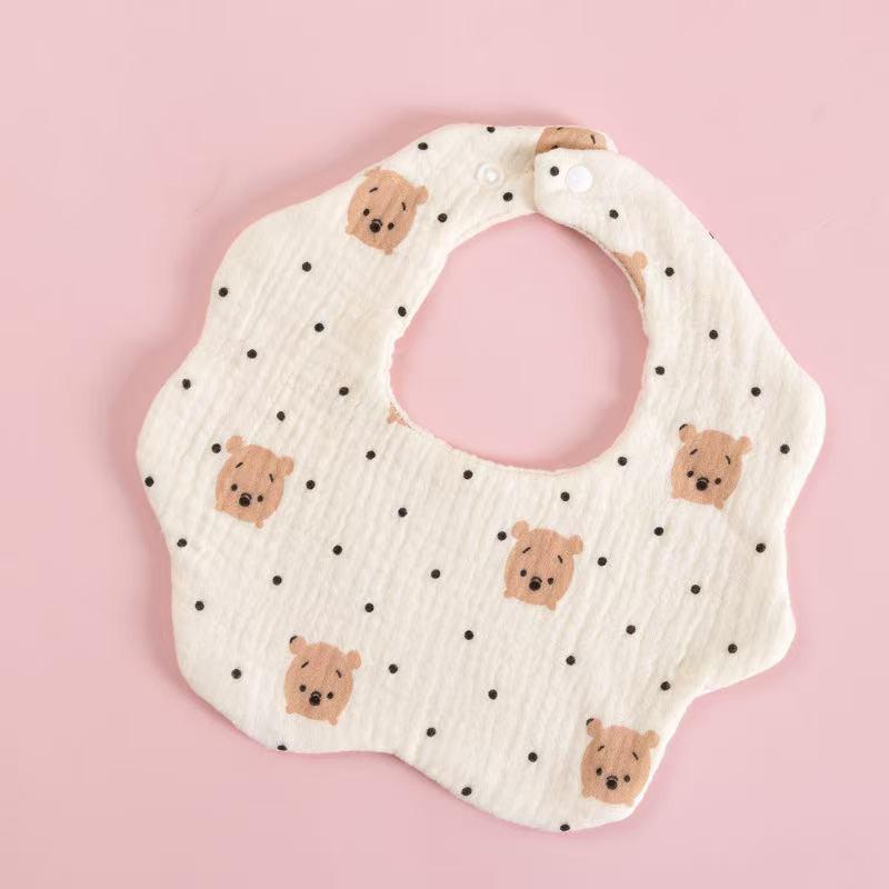 Cross-Border Six-Layer Cotton Crepe Baby Drool Bib - Pure Cotton Crinkled Gauze Marshmallow Bib