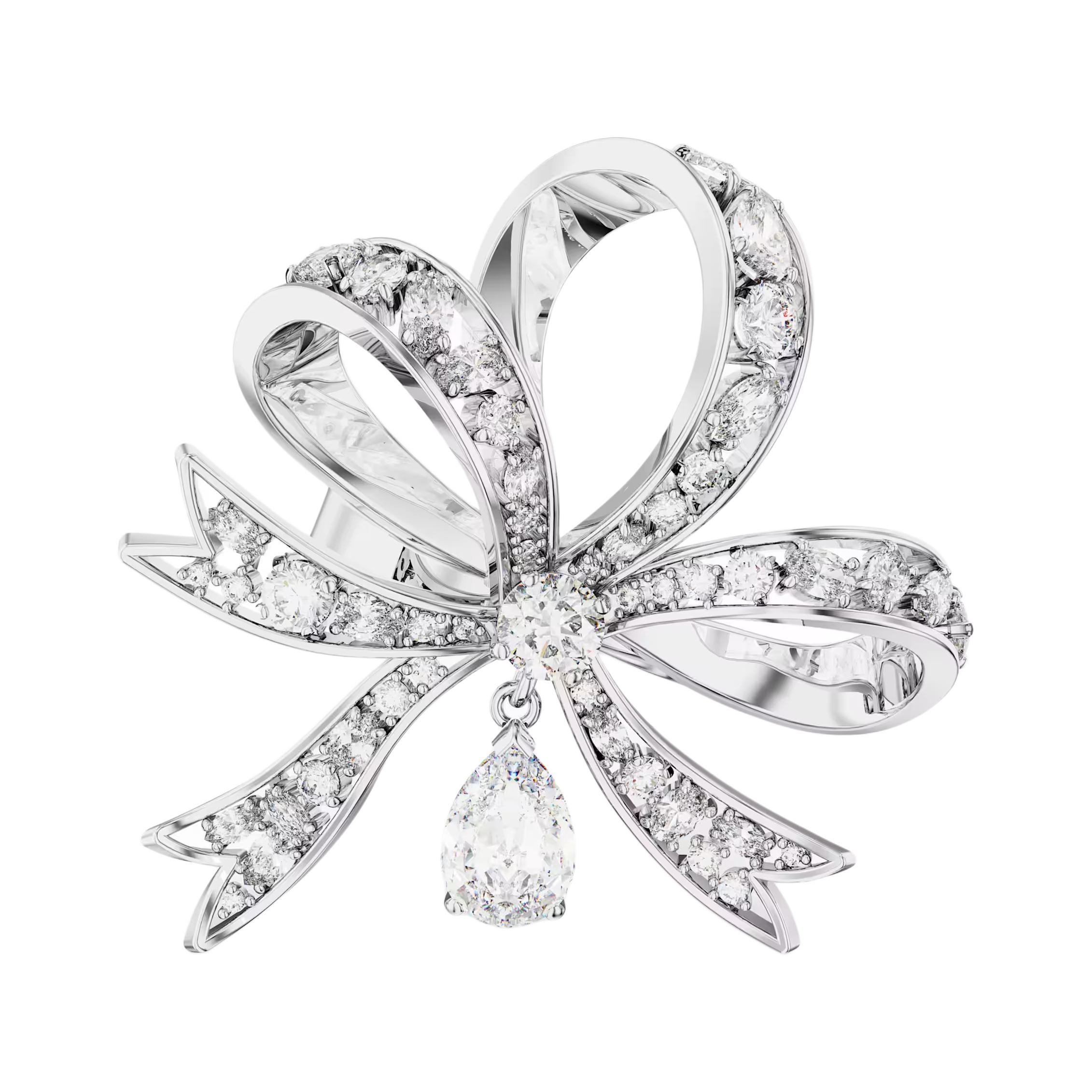 Кольцо Swarovski с узором Гипербола Женское кольцо Серебристое 5647731 Box (Random Color),52