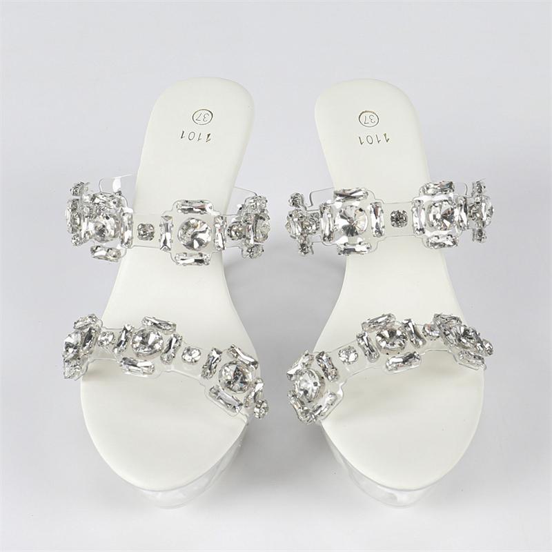Fashion Eilyken CRYSTAL PVC Transparen Open Toe Platform Wedges Women's Slippers Fashion Clear High Heels Banquet Dress Shoes