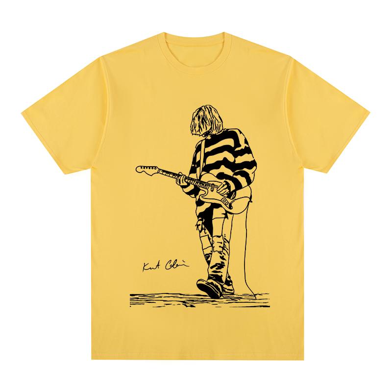 2026 Heißes Kurt Cobain Gitarre Vintage T-Shirt Lustig Lässig Harajuku Streetwear Baumwolle Herren T-Shirt Neues Tee Tshirt Damen Oberteile Locker Kurzarm