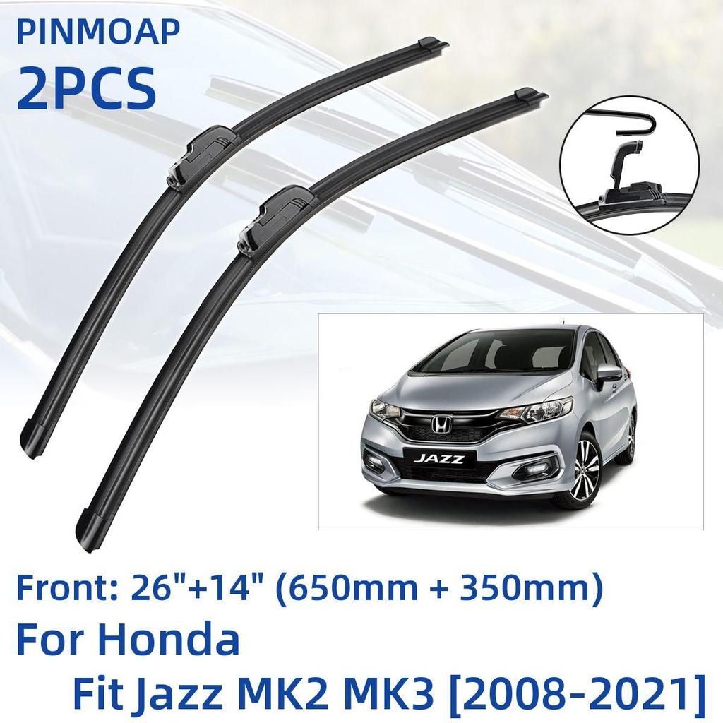 Balais d'essuie-glace pour pare-brise avant, 2 pièces, pour Honda Fit Jazz MK2 MK3 2008 – 2021 26 "+ 14", accessoires de coupe de brosses de fenêtre