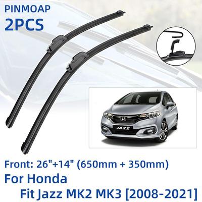 2PCS Front Windshield Windscreen Wiper Blades For Honda Fit Jazz MK2 MK3 2008-2021 26"+14"  Window Brushes Cutter Accessories