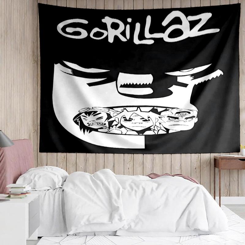 G-Gorillaz Band Tapestry for Bedroom Aesthetic Classroom Tapestries Wall Hanging for Living Room Dorm Office,Ideal Creative Gift