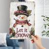 Vintage Flower Snowman Metal Tin Sign 8x12 Inch, "Let The Snow Come Down" Text, Waterproof Iron Wall Art for Home Office Bar Garage Decor