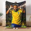 Atmungsaktive und warme Flanelldecke mit Aufdruck einer brasilianischen Fußballlegende, ein stilvolles Geschenk für Zuhause, geeignet für Zuhause, Büro und als Tagesdecke. 15a133