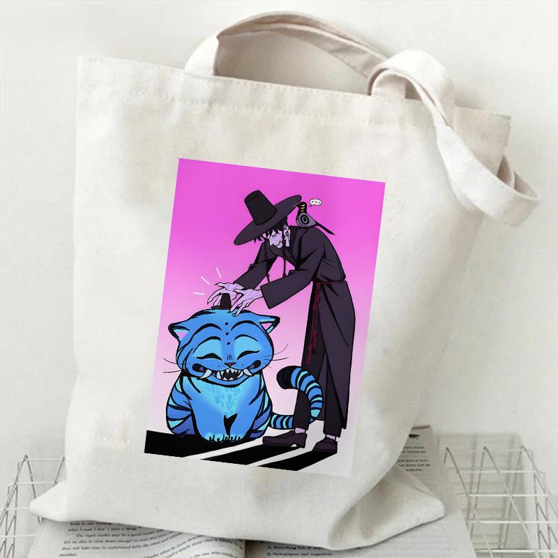 Spot KPOP Demon Hunter Group Printed Canvas Bag Student Daily Trend Handbag Shopping Bag