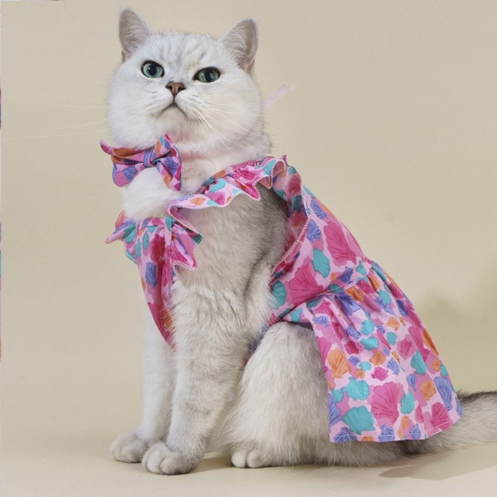 Cotton Cat Ruffle Dress Sleeveless Spring Summer Puppy Princess Skirt Comfortable Breathable Dog Costume Skirt Medium Dogs