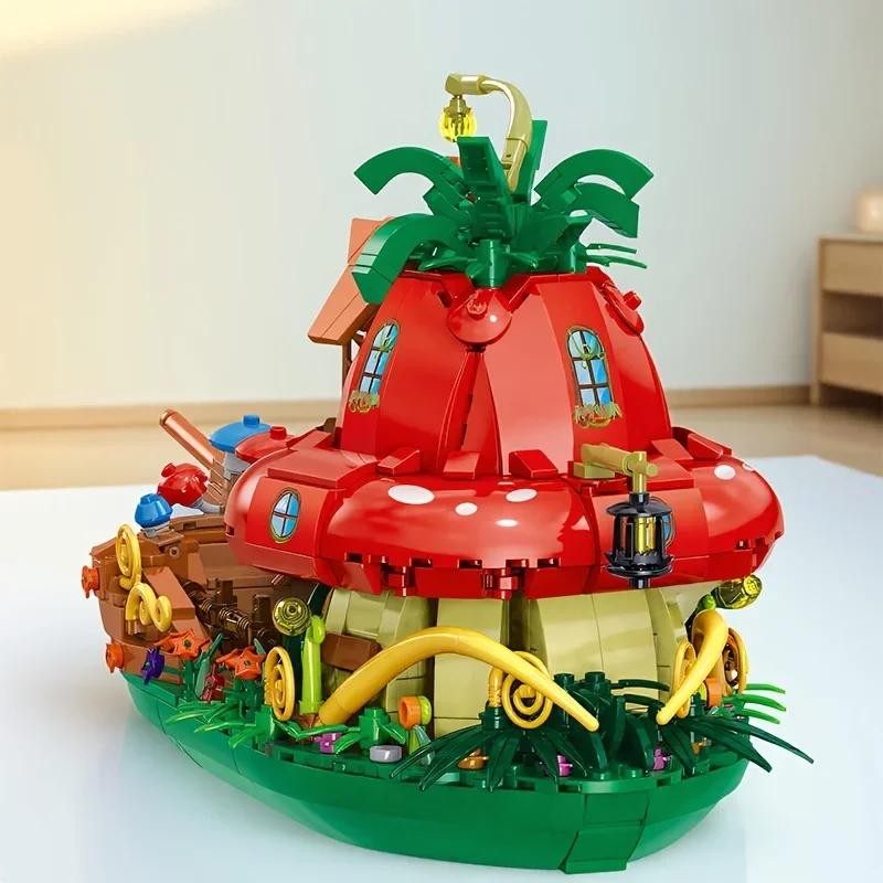 Fantasy World Mushroom House Mushroom Boat Interlocking Building Block Set Christmas/Halloween Home Decor Gift Ideal