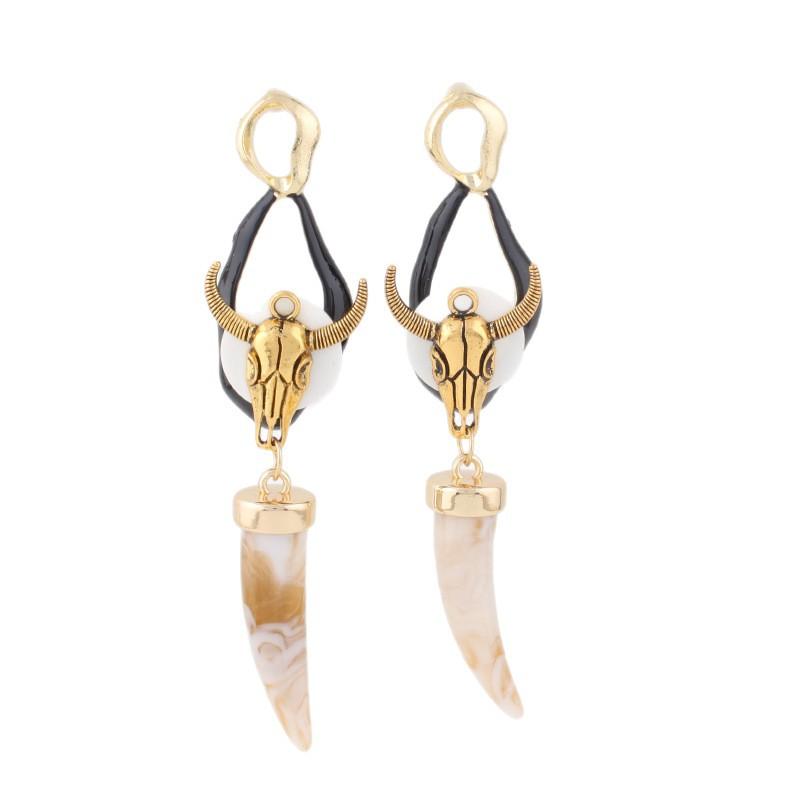 

Earrings for Women The Cow Long Skull Hoop Dangle Bohemia Earrings Women Beach Vacation Jewelry Accessories Wholesale бежевый