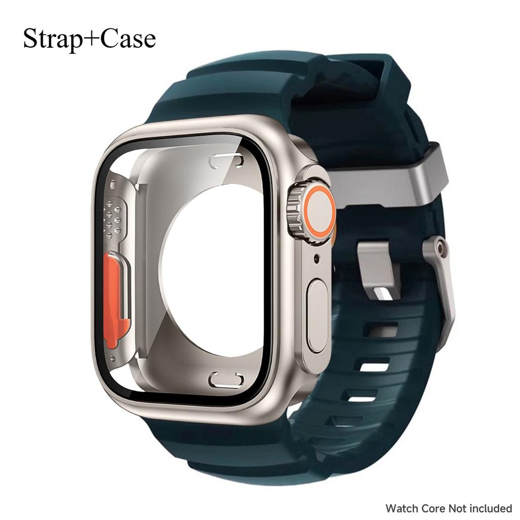 Silicone Strap For Apple Watch 44mm 45mm 46mm Bracelet+Screen Protectores Change To Ultra For iWatch Series 11 10 9 8 7 SE 6 5