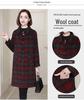 Women's Red Plaid Wool Coat - Korean Style, Autumn/Winter 2025, Double-Sided for Middle-Aged and Elderly