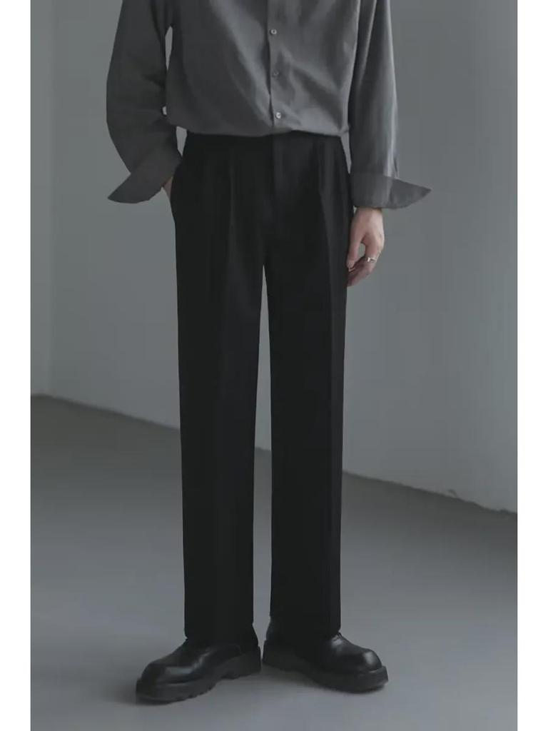 Men's Korean Style Wide-Leg Suit Pants - Trendy, Loose, Handsome, and Straight-Leg Design