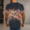 Men Plus Size Round Neck Short Sleeve T Shirt Black Base Dark Gothic Cross Skull Print Street Tops
