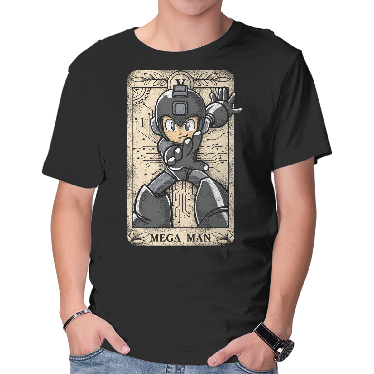 Unisex Crew Neck T-Shirt Mega Tarot Graphic Short Sleeve Casual Tee XS