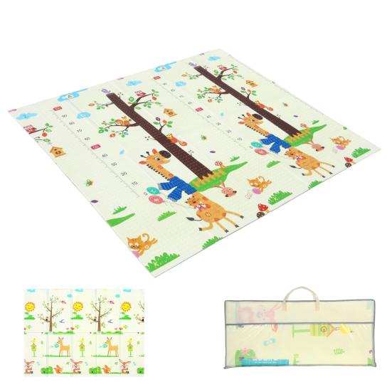 80x72in Baby Play Mat Extra Large Crawling Mat with Cartoon Animal Pattern Thick Foam Play Mat Reversible Portable Baby Floor Mat