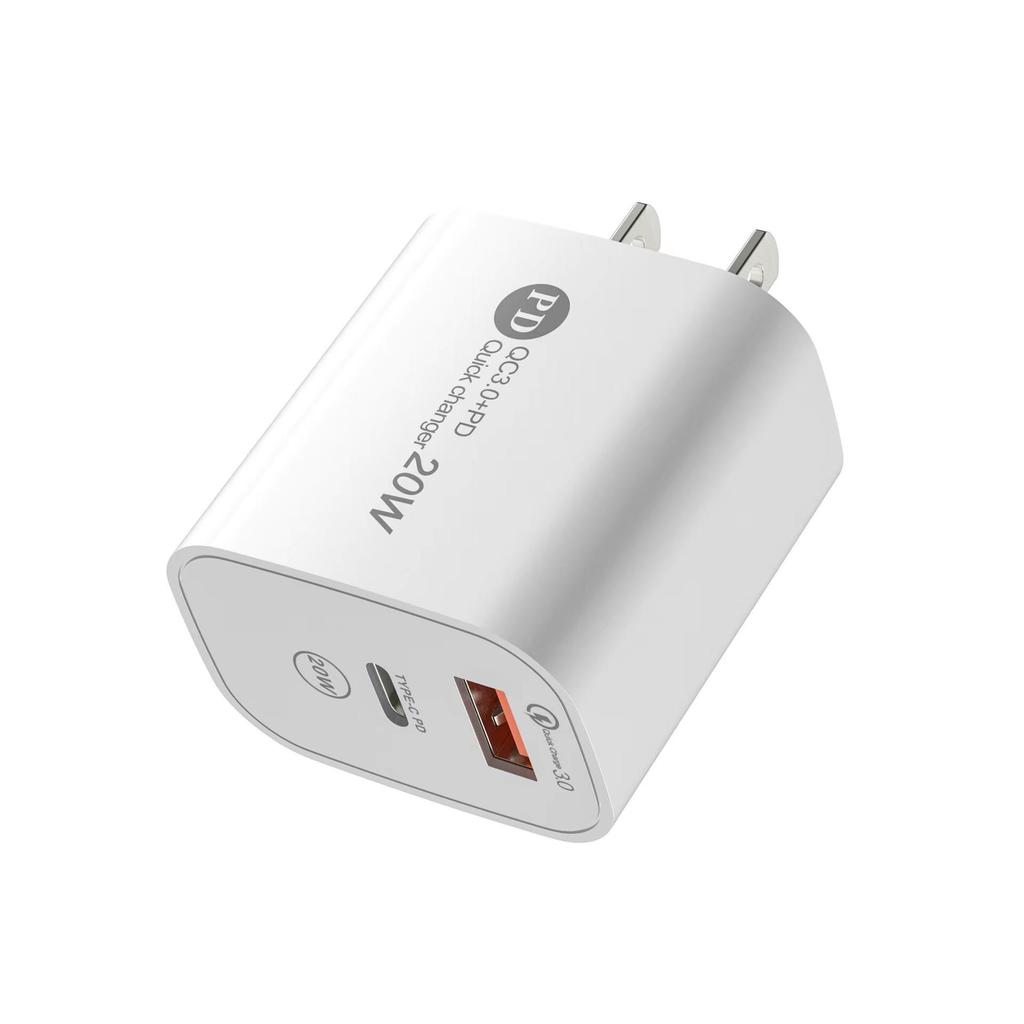 PD20W Dual-Port (A+C) QC3.0 Fast Charger for Apple Phones - US/EU Plug