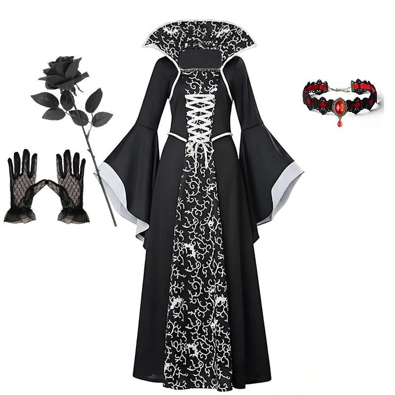 Dětské Cosplay Červené Upíří Halloweenské Šaty Pro Děti Duch Nevěsta Gotický Kostým Upíří Karnevalové Oblečení Černé Červené Oblečení