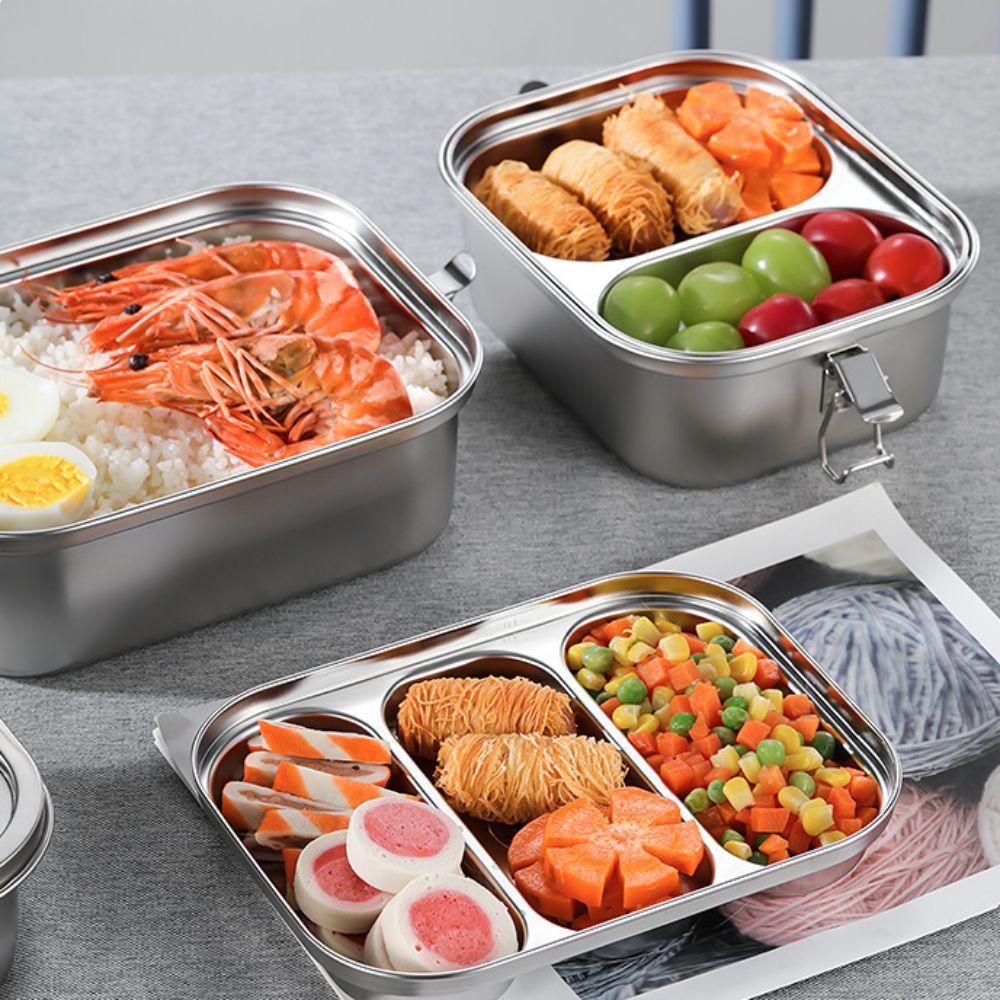 304 Stainless Steel Camping Lunch Box Compartmental Food Storage Box Dinnerware Picnic Box  Trip