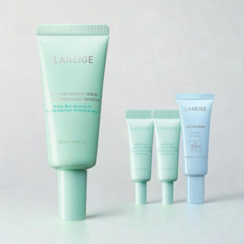 LANEIGE NEW Smoothie Makeup Serum 30ml Hydrating Makeup Primer for Radiant Skin + Free Serum 5ml x2 & Sunscreen 10ml Gift Set