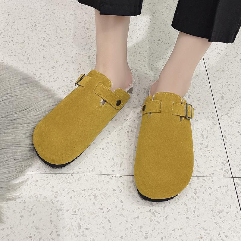 Plus Size Women's European & American Cork Closed-Toe Slippers - Trendy Roman-Inspired Half Slippers for Couples