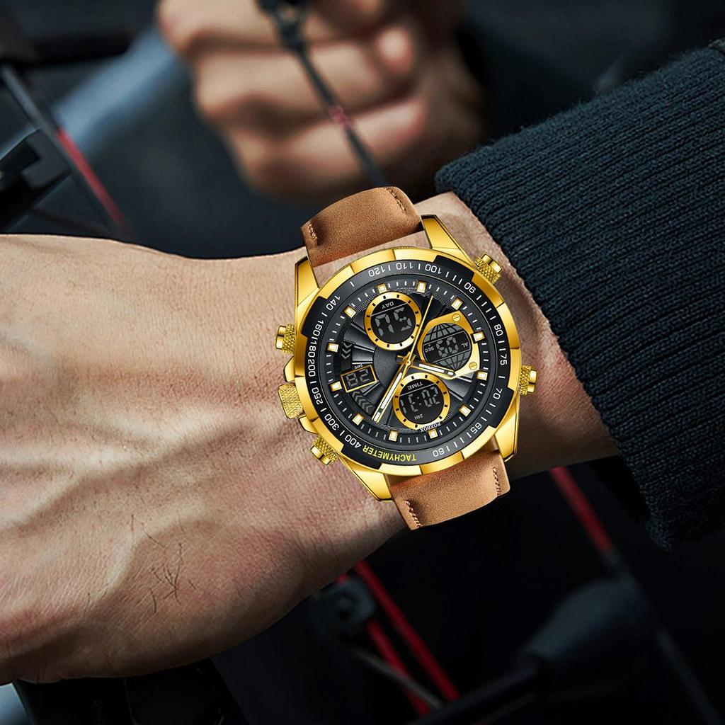 LIGE x FOXBOX Fashion Men Watch Luxury Original Military Sports Chronograph Watch Waterproof Clock Digital Men's Quartz Watch