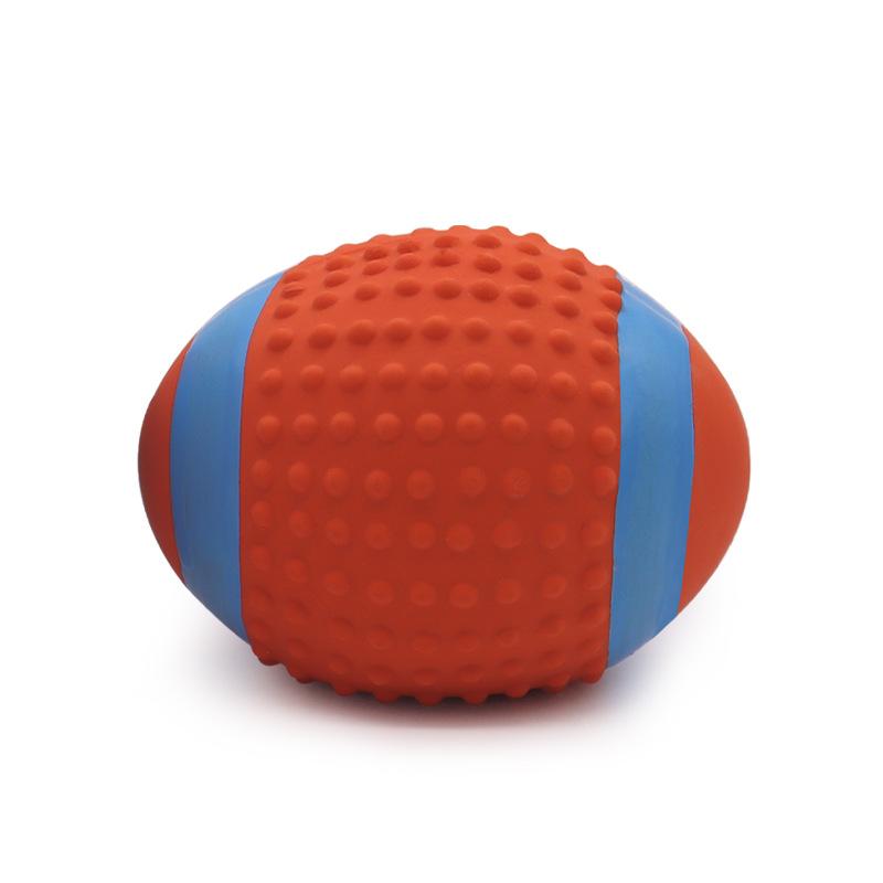 

Игрушка для питомца с голосом, игрушка из латекса для собаки, устойчивая к укусам, для чистки зубов, мяч для регби, футбольный мяч, для тренировки маленькой собаки
