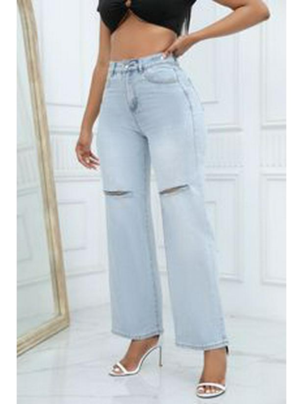 Women's High Waist Washed Ripped Bleached Slimming Jeans - Spring/Summer Collection