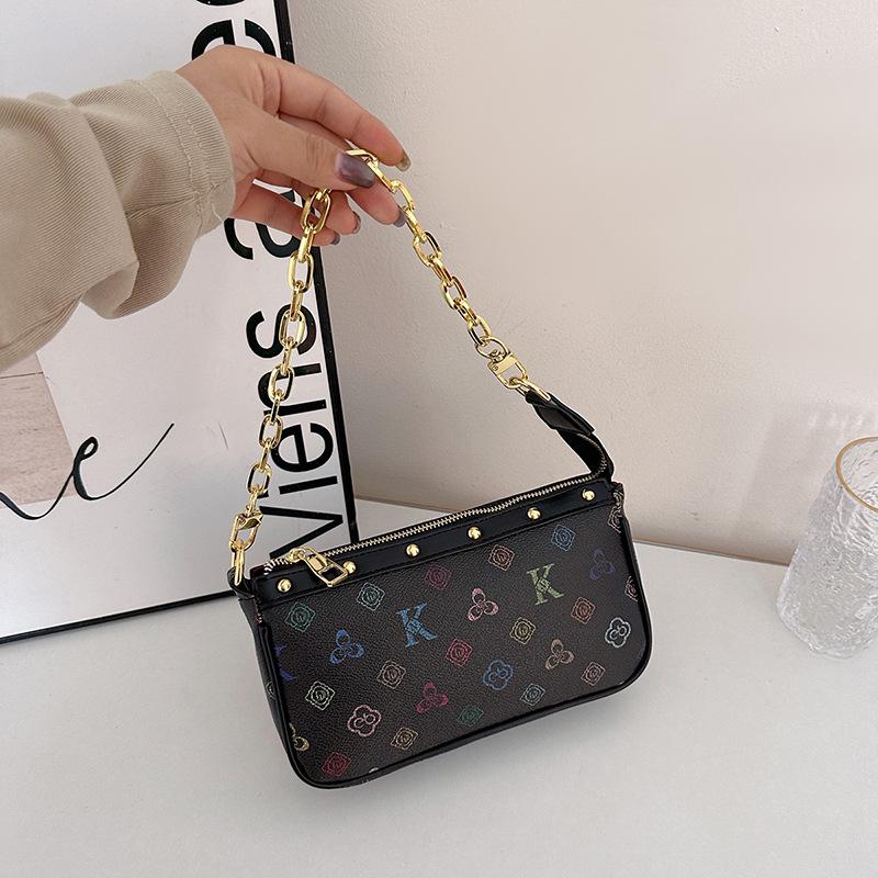 

Женская сумка кроссбоди на плечо с трехцветным принтом, 2025 чёрный