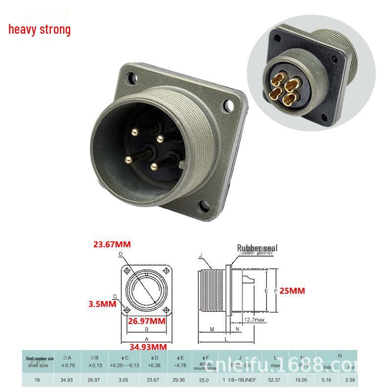 Chongqiang 5015 4-Core Male/Female Connector - MS3106A18-10S Plug & MS3102A18-10P Socket