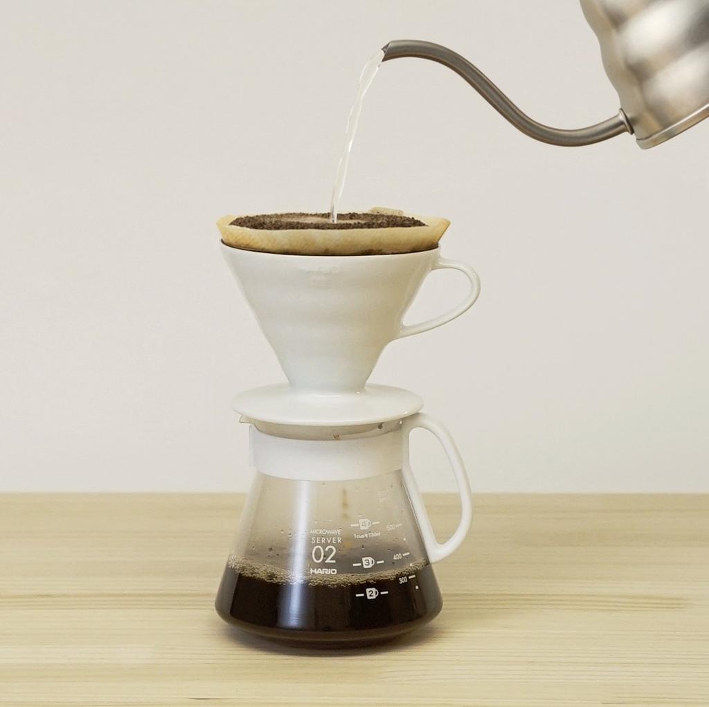 HARIO V60 Ceramic Dripper 02 Set (1-4 Cups), White, Made in Japan, XVDD-3012W