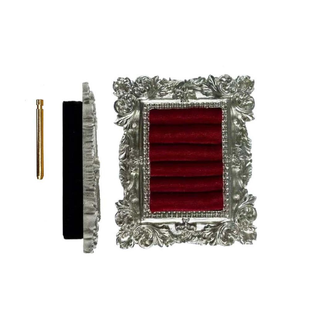 

Vintage Silver Velvet Earring Tray Baroque Design Jewelry Display Props Engagement Prop красный