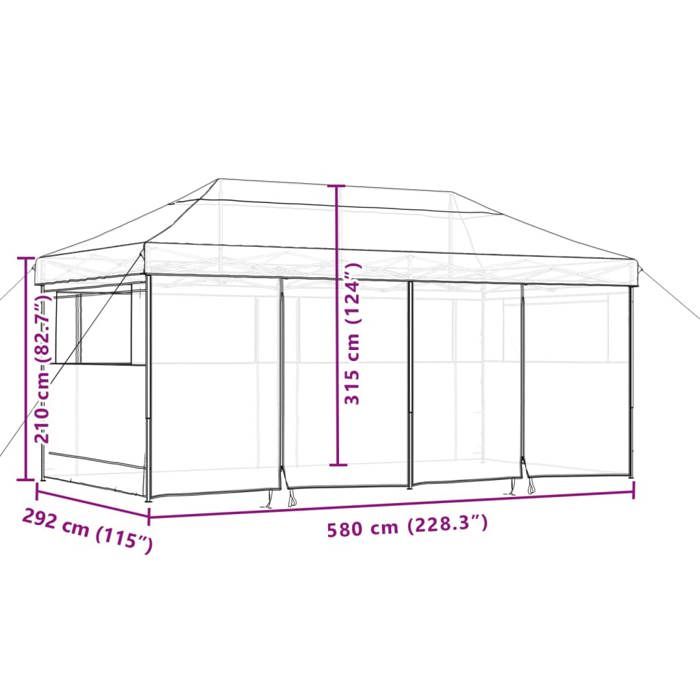 VidaXL Tente de réception pliable escamotable avec 4 parois latérales, tente, tente à auvent, auvent de gazebo, tente 4004957