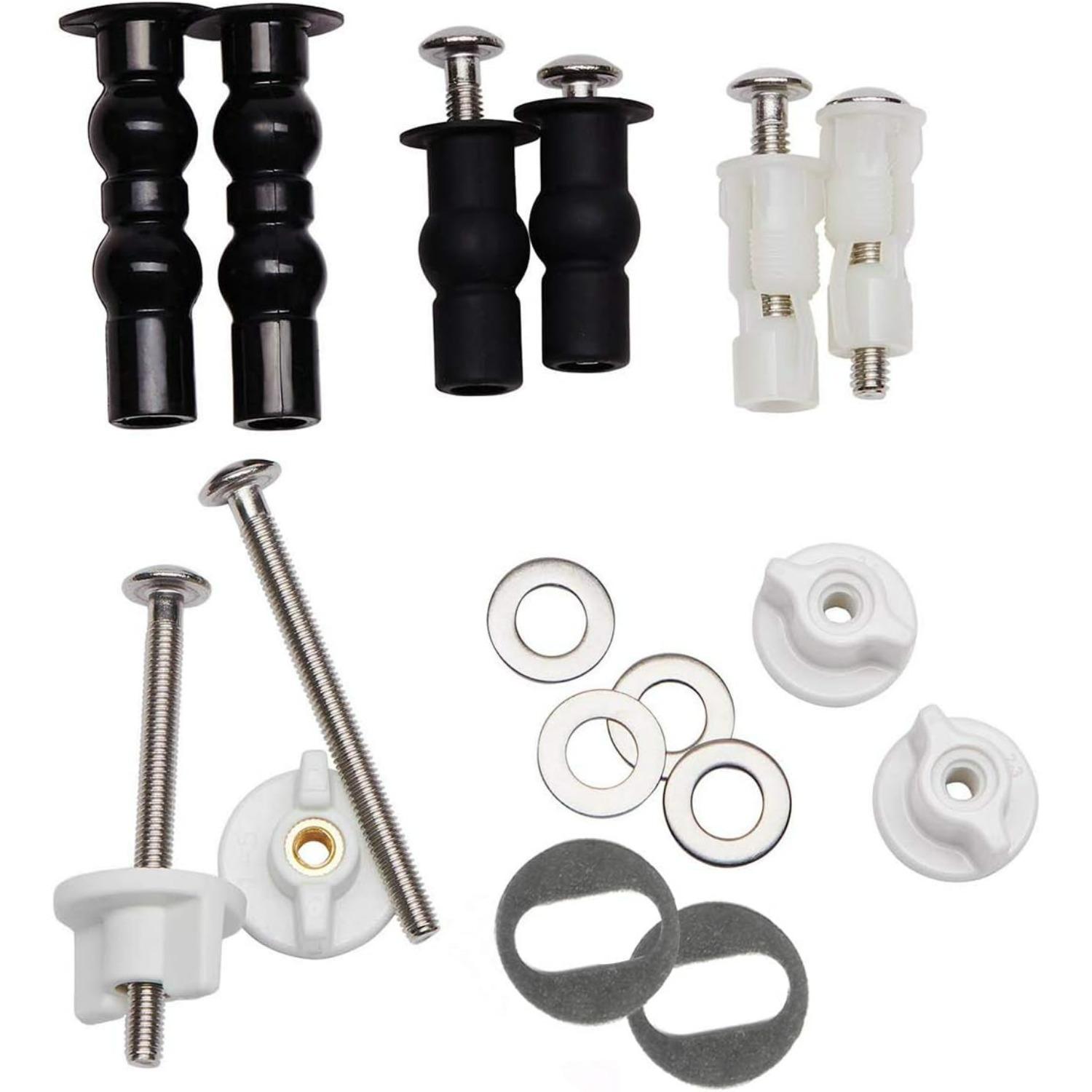 Universal Toilet Seats Screws and Bolts, Metal Toilet Seat Hinges Bolt Screws with Fixings Expanding Rubber, Toilet Seat Replacement Parts Kit Combination