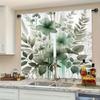 2pc Green plant leaf pattern curtains   polyester fabric   machine washable   suitable for bedroom and living room decoration