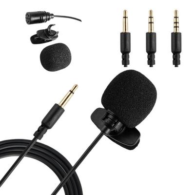 1Pcs Hands-Free Condenser Clip-On Lapel Mic 1.5 Meters Mini Portable Lavalier Wired 3.5Mm Microphone For Phone And Laptop Pc