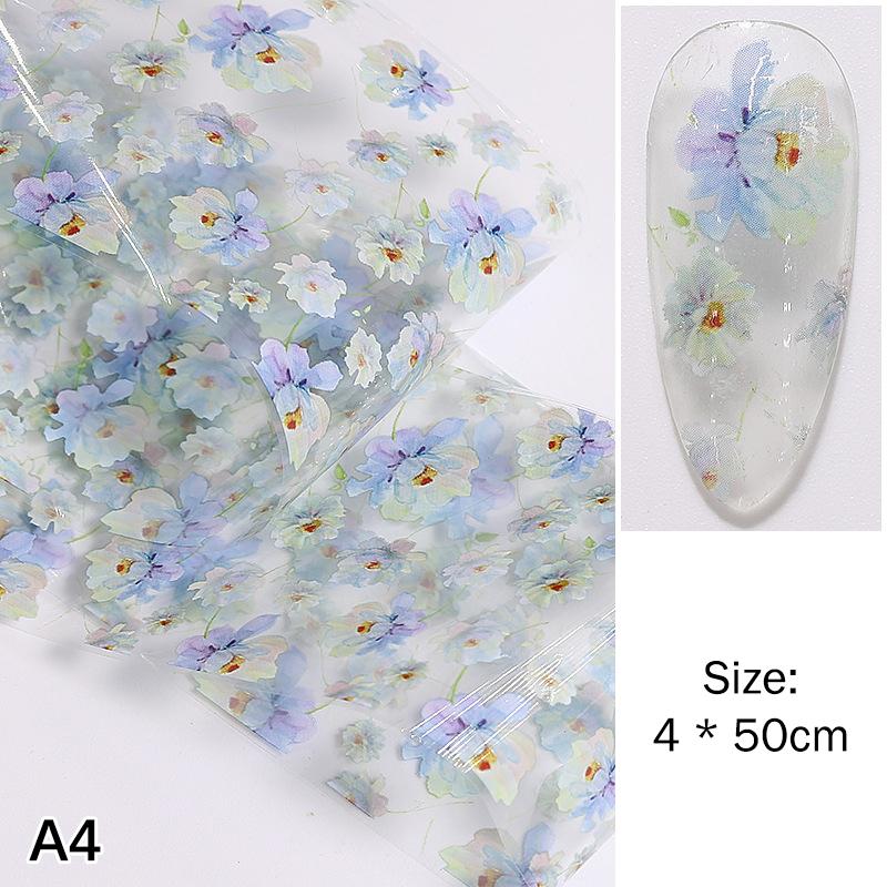 1Pcs 100cm Flower Rose Nail Transfer Foils Sticker Paper Floral Stickers Nails Wraps Tulip Nail Art Stickers Decal Nail Art