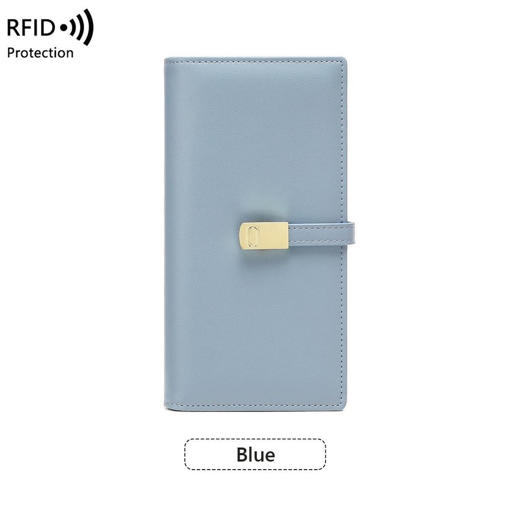 2025 RFID Anti-theft Women's Bifold Wallet with Money Clip, Korean Style, Multiple Card Slots, Long Design