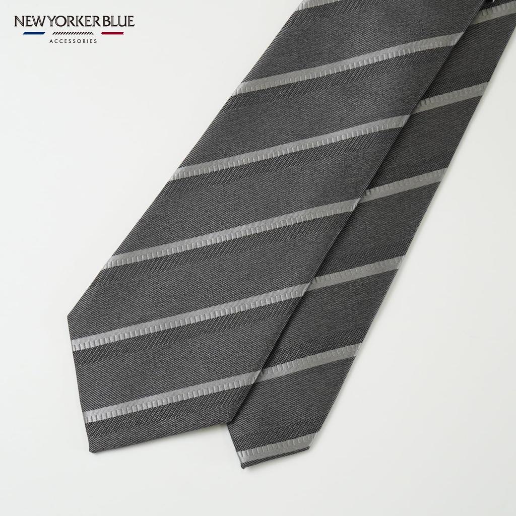 [New Yorker Blue] Striped (Melange) Necktie NB912566 Gray, One Size Fits All, Business Suit Style, Gift