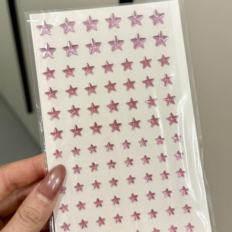 Colorful 3D Face Rhinestone Stickers Silver Star Shape Decal for Cheer Makeup Decorative Scrapbook Face decoration stickers