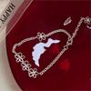 PANJBJ 925 Sterling Silver Flower Hollow Out Bracelet for Women Asymmetric Very Fine Sweet Minimalism Jewelry Gift Dropshipping