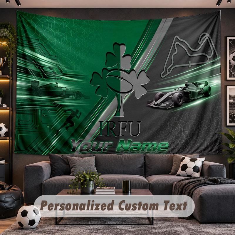 Wall Hanging Tapestry Custom NameIreland Rugby Pattern Personalized Printed Fabric Wall Decor