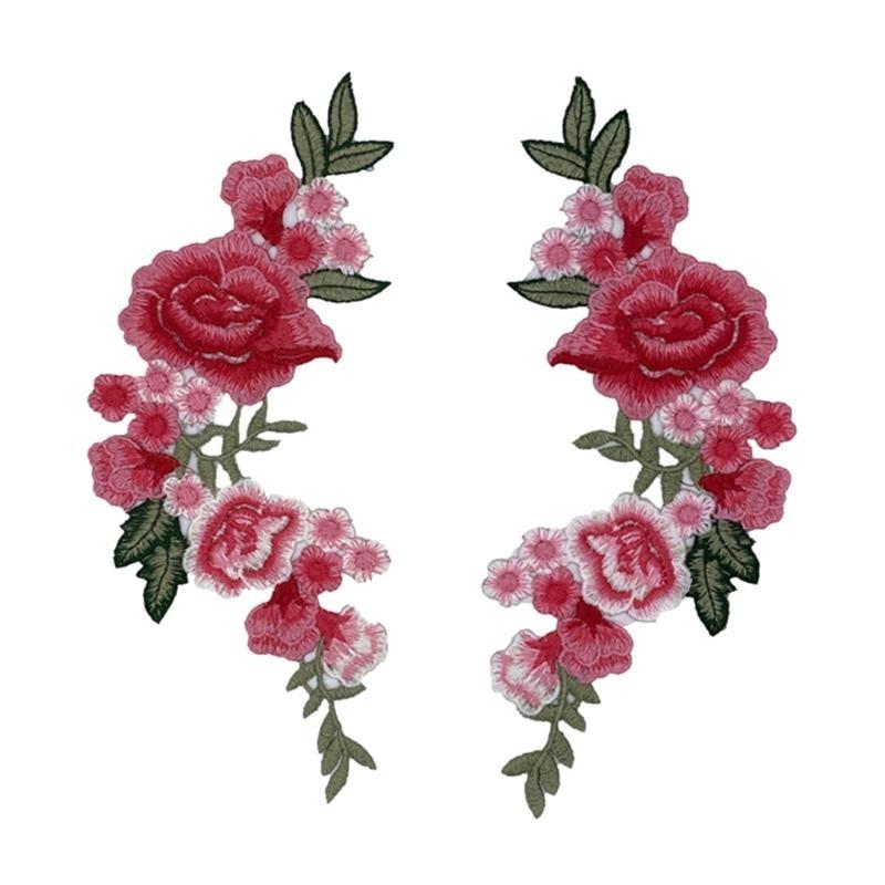1 Pair Flower Embroidered Applique Patches Handmade Flower Embroidery Patches