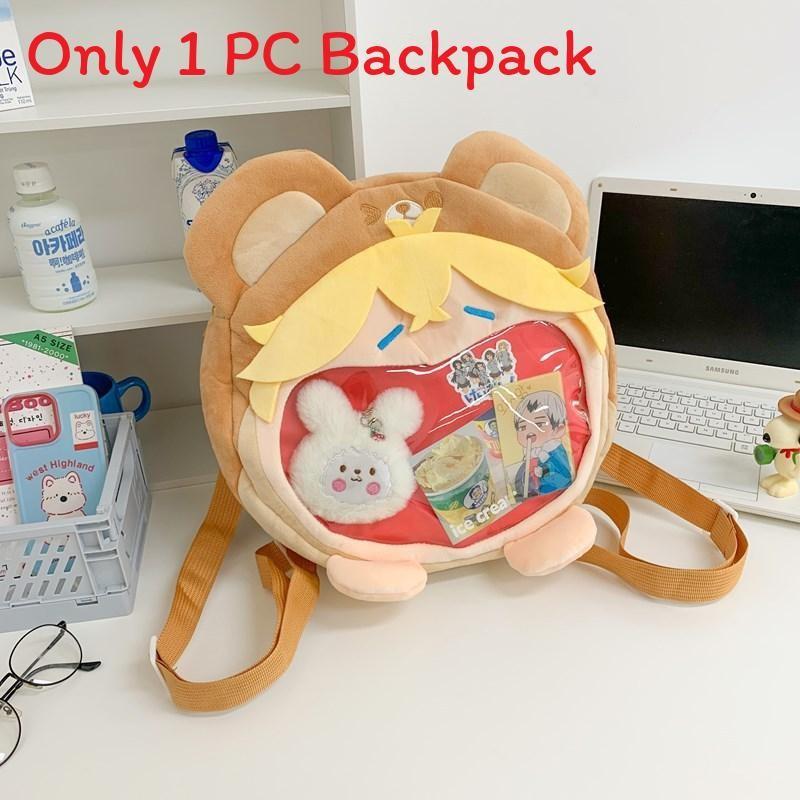 Character Anime Theme Plush Backpack Outdoor Large Capacity Transparent Itabag